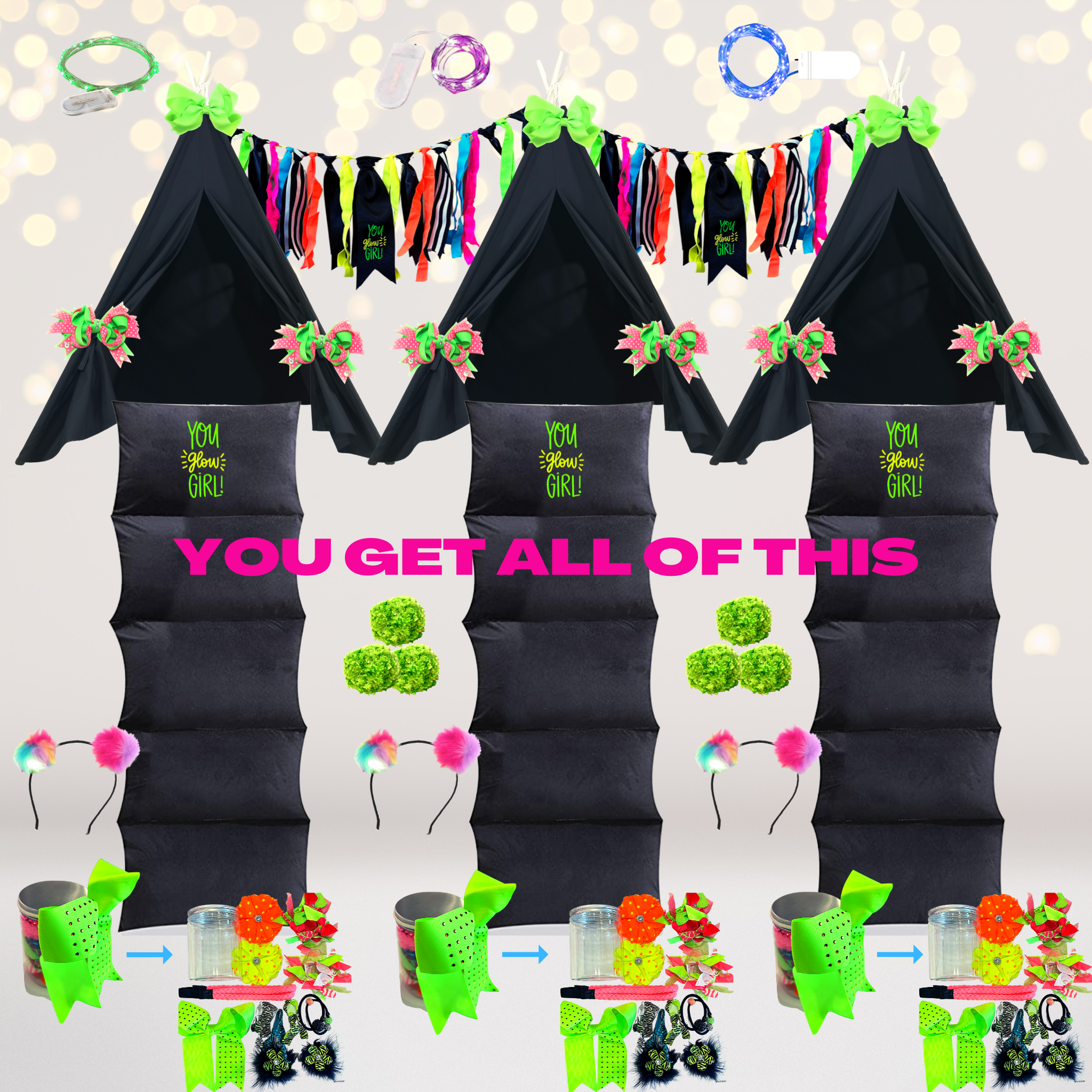 Glow Party-Glow in the Dark Party Sleepover Kit- Neon Party Supplies