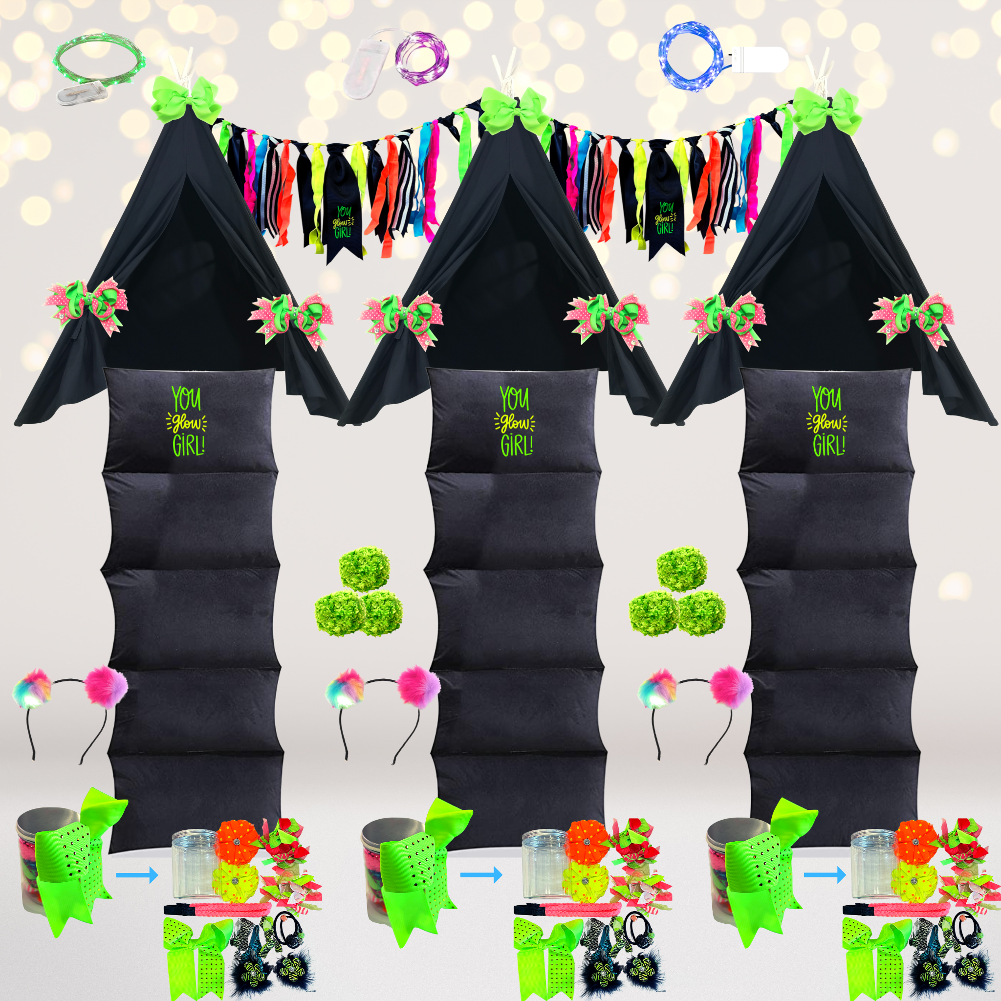 Glow Party-Glow in the Dark Party Sleepover Kit- Neon Party Supplies