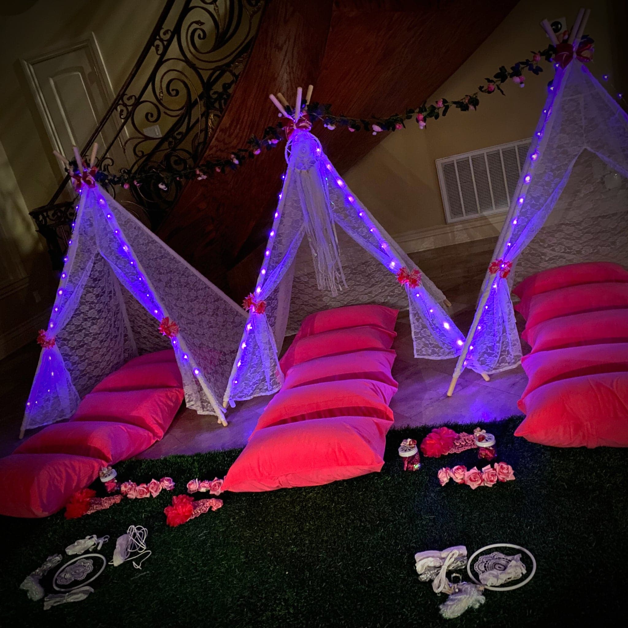 Boho Teepee Tent Glamping Party Bundle, Sleepover Party in a Box, Boho Party Decorations