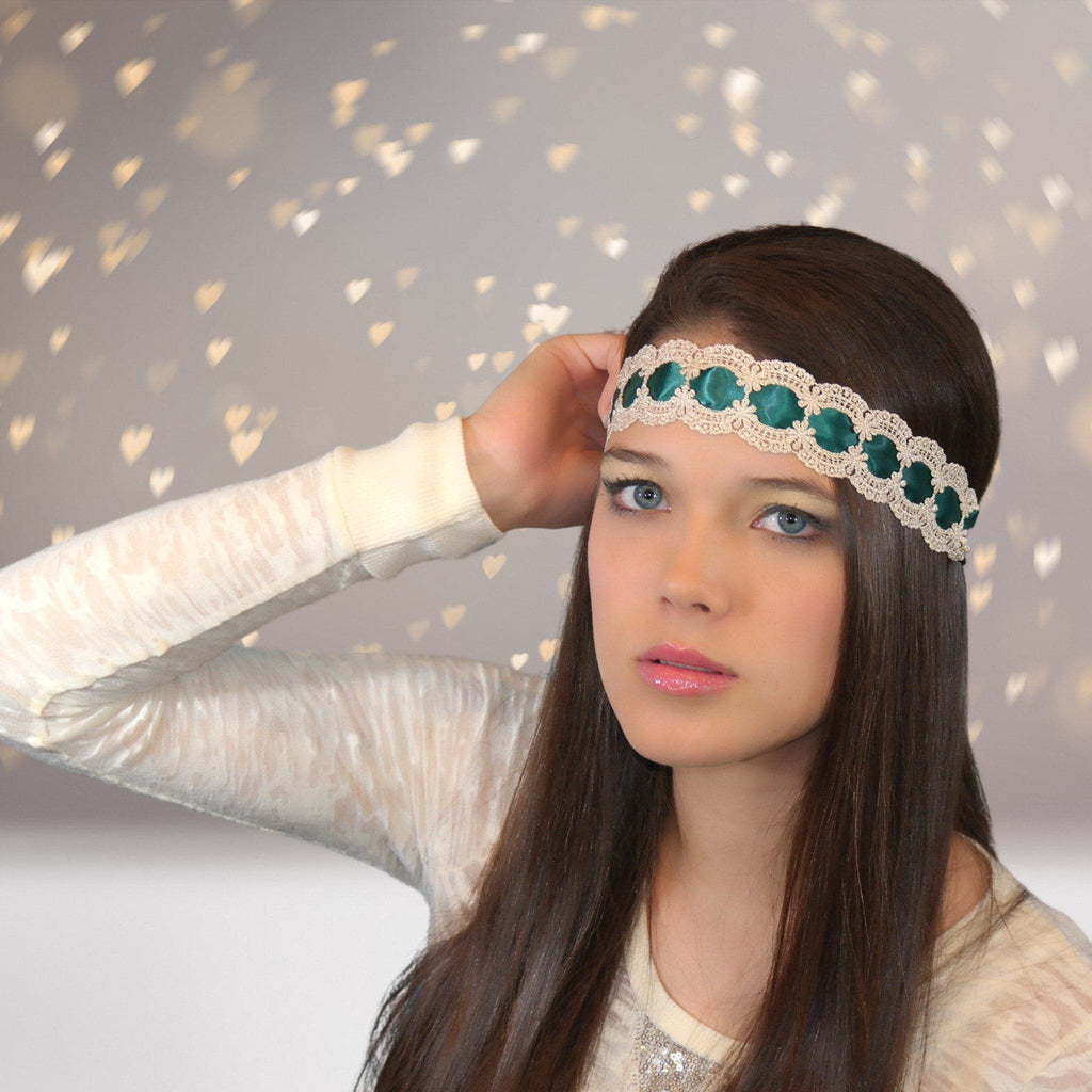 Golden Lace and Satin Ribbon Vintage Headband