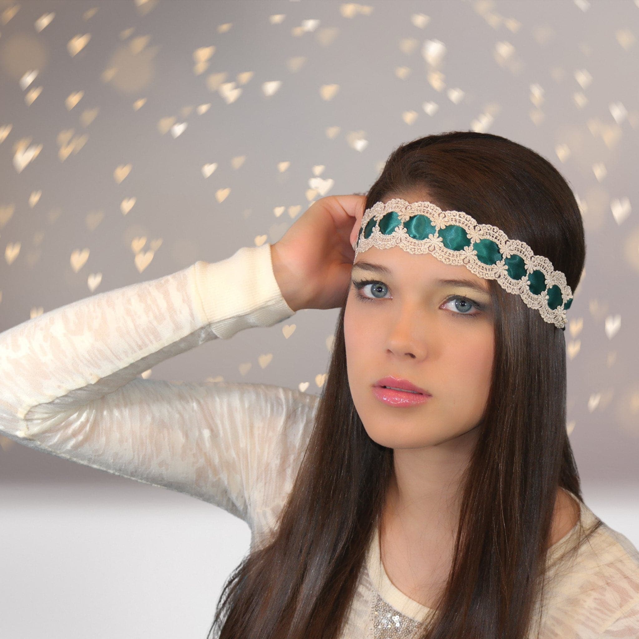 Golden Lace and Satin Ribbon Vintage Headband