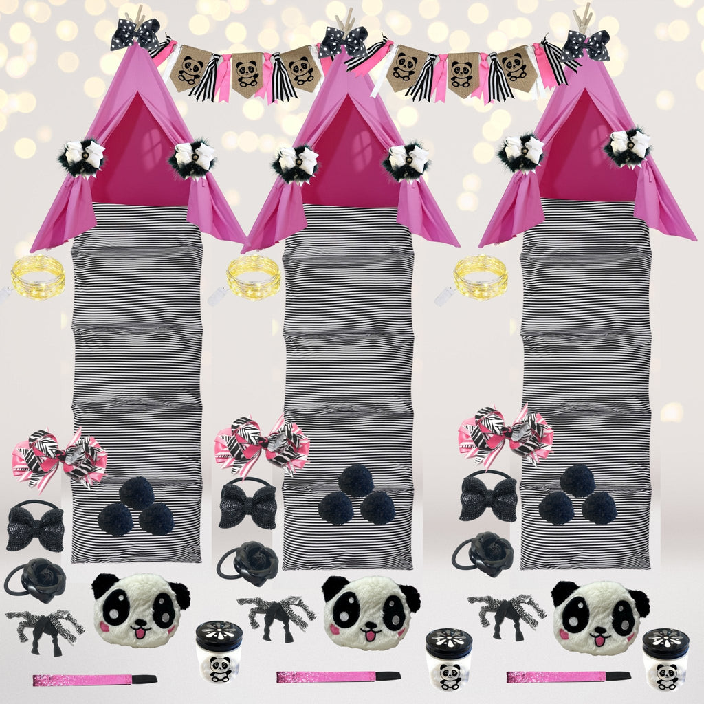 Panda Party Sleepover Teepee Tents Pack, Panda Birthday Glamping Party Kit