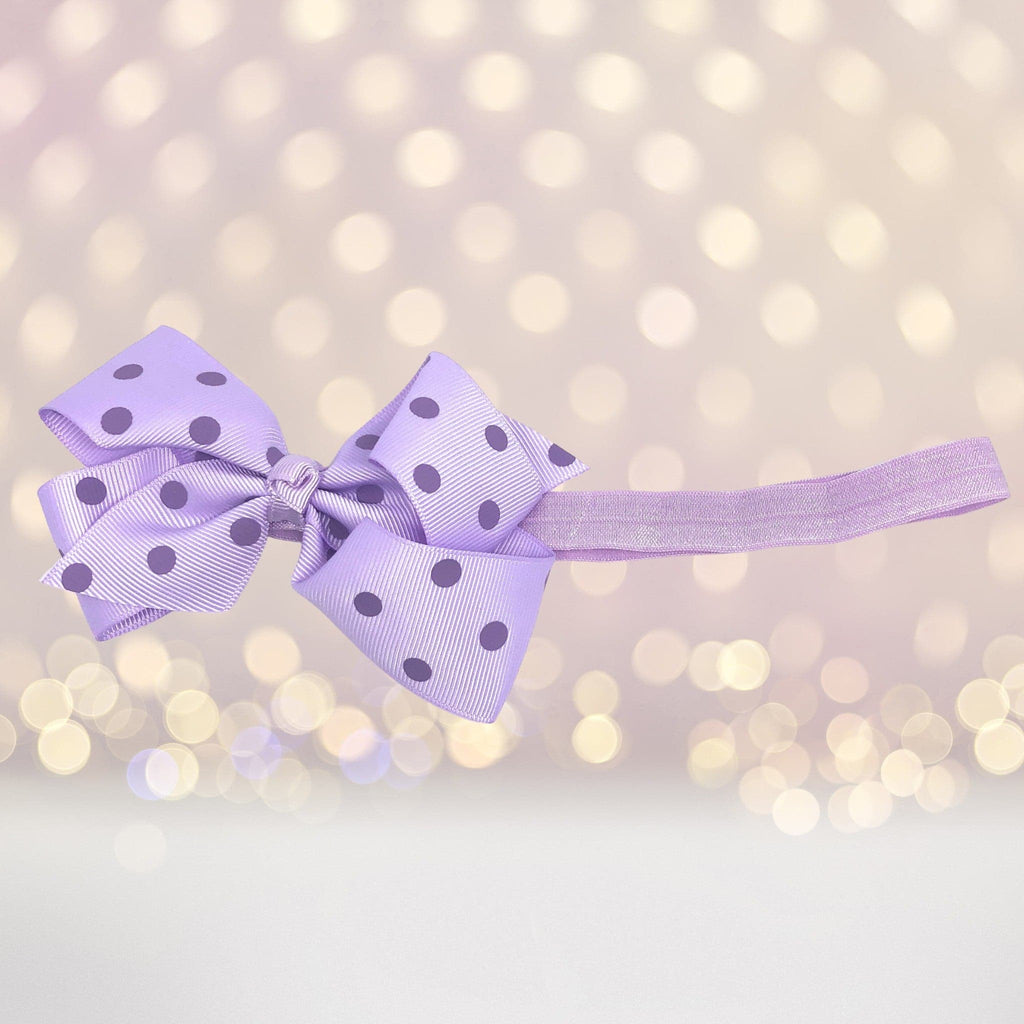 Polka Dot Chunky Bow Soft Elastic Headband, Polka Dot Bow Baby Headband