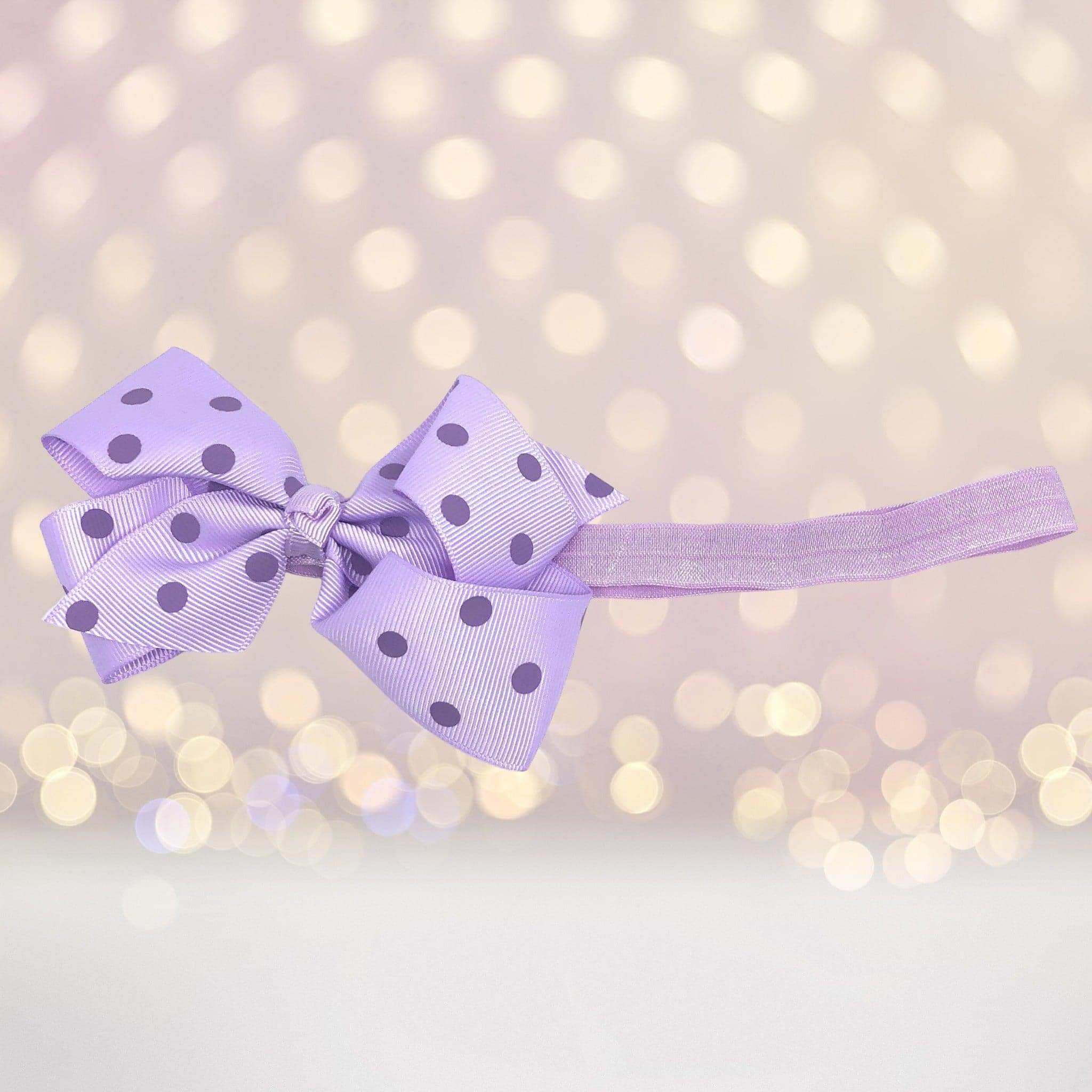 Polka Dot Chunky Bow Soft Elastic Headband, Polka Dot Bow Baby Headband