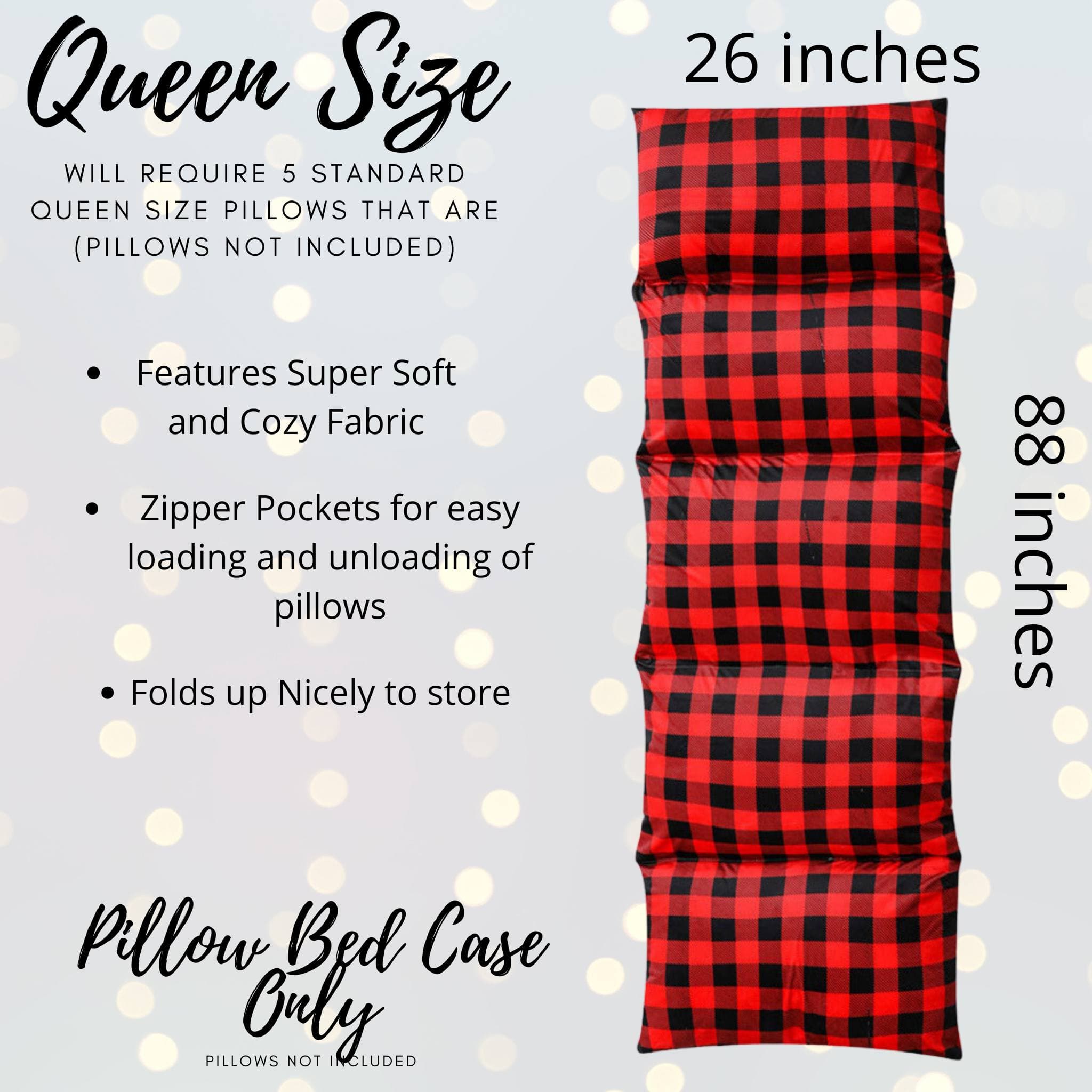 Red and Black Plaid Pillow Bed Case, Lumberjack Print Floor Lounger Holiday Gift